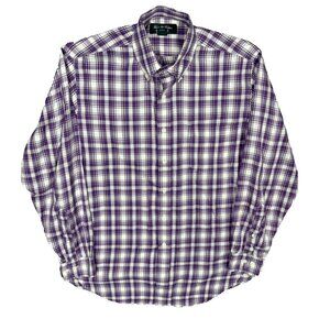 Brooks Brothers Makers Country Club Shirt Plaid Purple USA Made 15.5 Medium